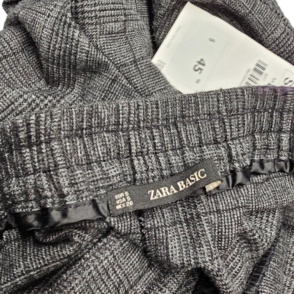 Zara Womens Check Plaid Soft  Straight Leg Pull On Pants Size Small NWT - Picture 4 of 8